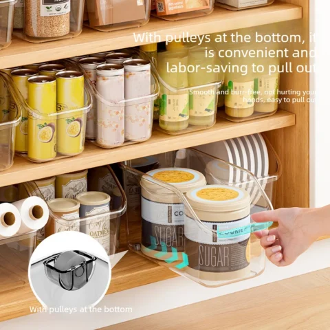 Plastic Under Sink Organizer with Wheels,Bottle Organization Bins Kitchen Cabinet Organizers Plastic Organizer Basket for Under