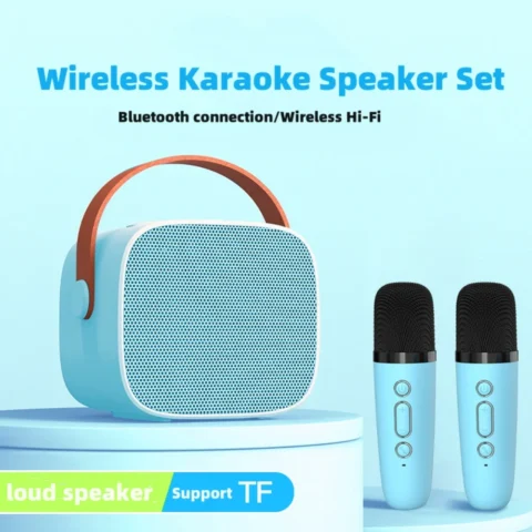 Mini Karaoke Machine Bluetooth-compatible Speaker 1-2 Wireless Microphone  Karaoke Speaker Set Music Player for Party Home