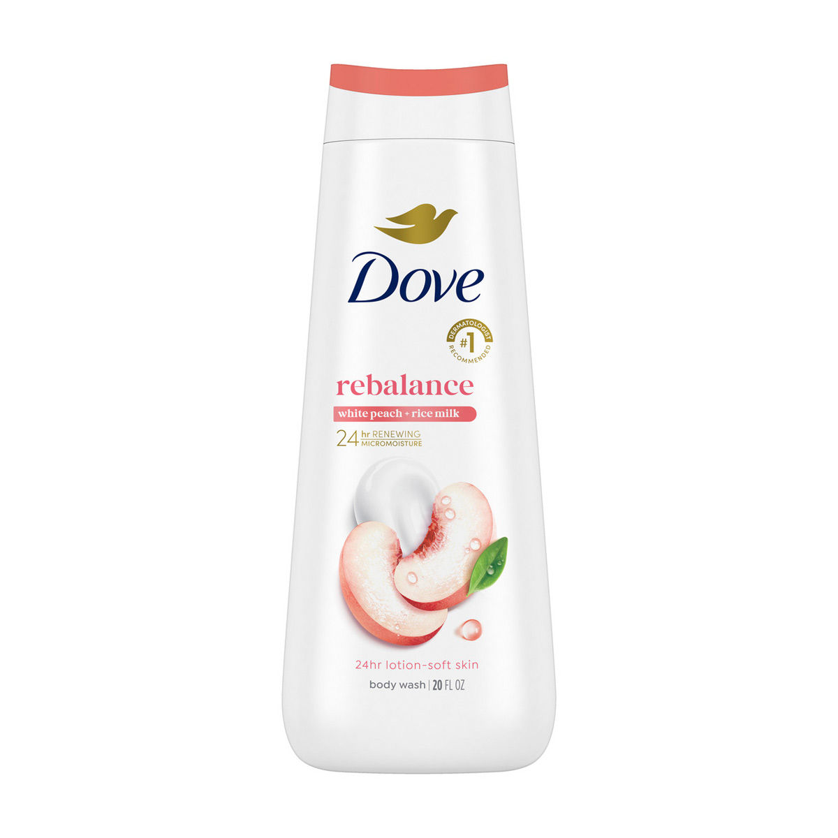 Dove Rebalance White Peach & Rice Milk Body Wash, 20 oz