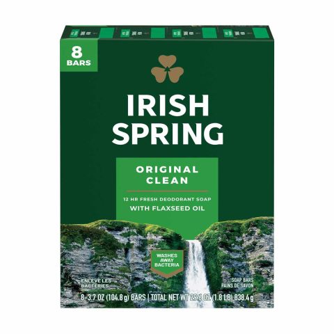 Irish Spring Original Clean Deodorant Bar Soap for Men, 3.7 oz, 8 pk