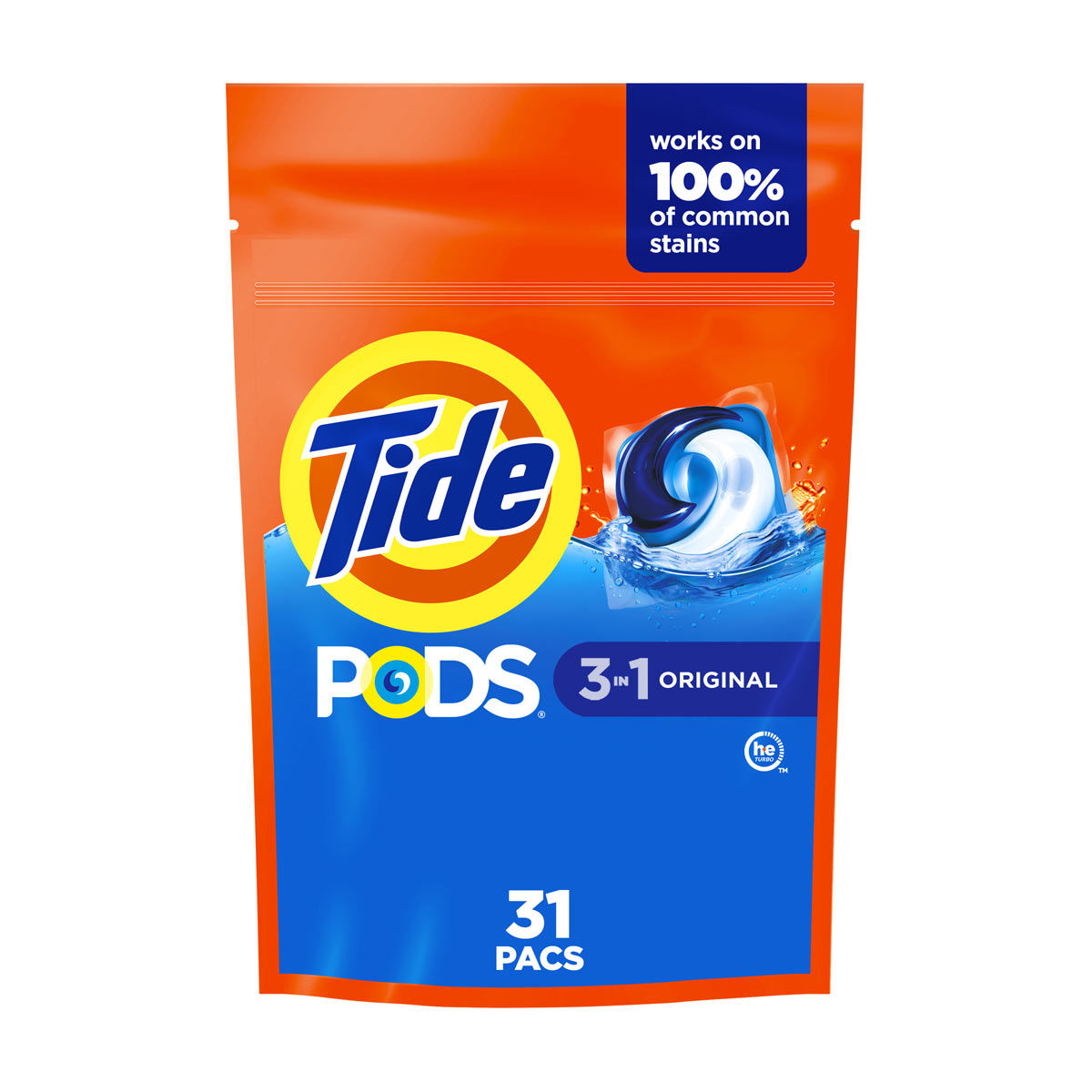 Tide PODs Laundry Detergent, 31 Count, Original Scent, 3-in-1 Stain Remover, Odor Fighter, Color Protector, Concentrated Laundry Soap Pacs