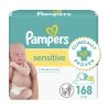 Pampers Sensitive Baby Wipes, Clinically Proven, Water Based, Hypoallergenic and Unscented Baby Wipes, 168 Baby Wipes Total (2X Flip-Top Packs)