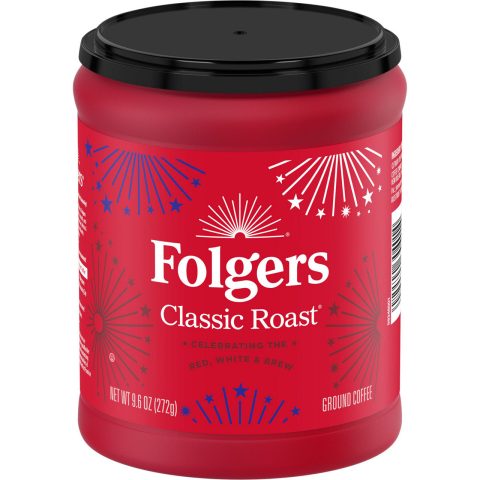 Folgers Classic Roast Medium Roast Ground Coffee, Limited-Edition Canister for America’s 250th Anniversary, 9.6 Oz.