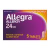 Allegra Adult 24-Hour Allergy Relief Tablets, Non-Drowsy Indoor and Outdoor Allergy Medicine, 180 mg Fexofenadine HCI Antihistamine Pill, 5-Count