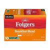 Folgers Breakfast Blend Coffee, Mild Roast, Keurig K-Cup Pods - 10 ct