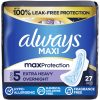 Always Maxi Overnight Pads with Wings for Women, Size 5, Extra Heavy Overnight Absorbency, Unscented, 27 Count