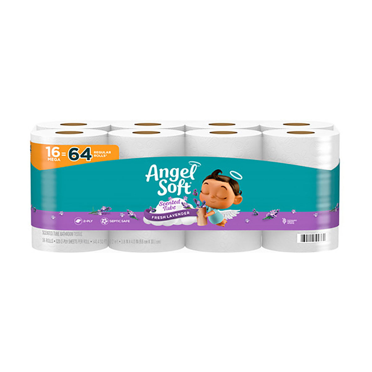 Angel Soft Toilet Paper Mega Rolls, Fresh Lavender Scented Tube, 16 ct