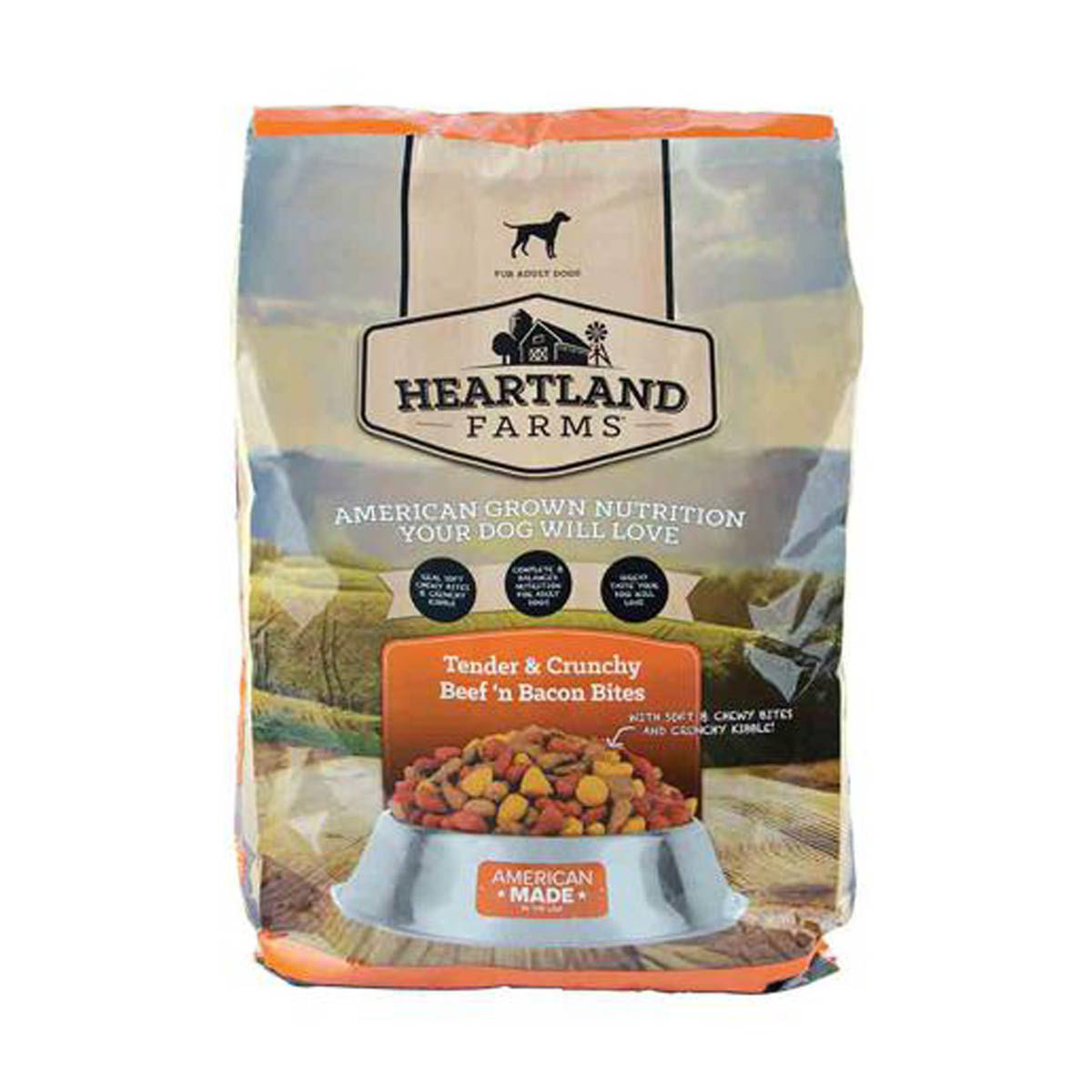 Heartland Farms Tender & Crunchy Beef'n Bacon Bites Dry Dog Food, 12 Lbs