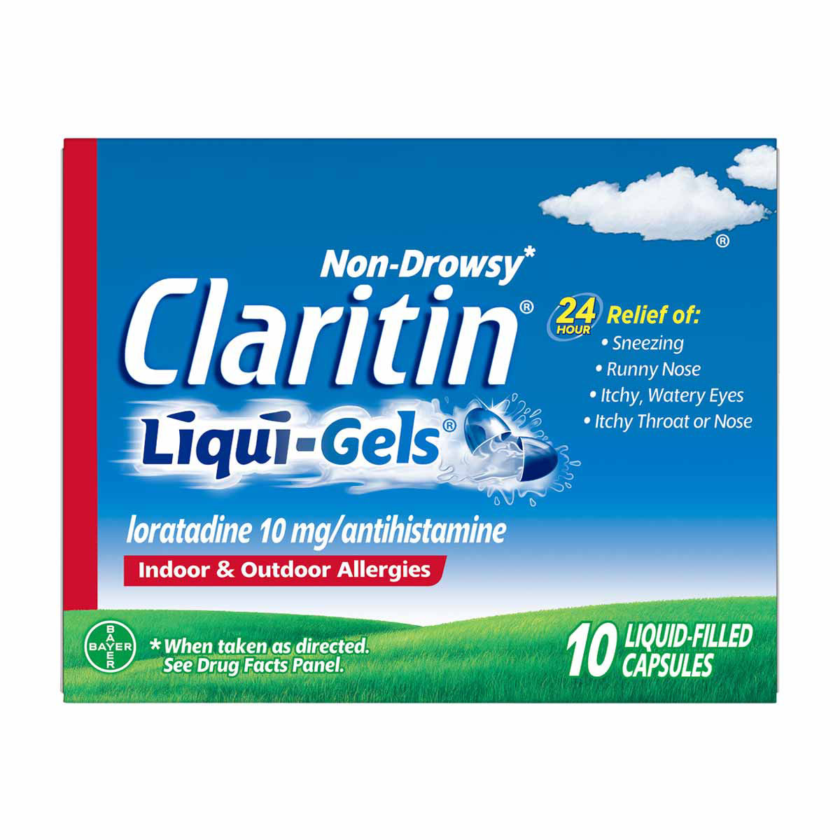 Claritin Liqui-Gels 24 Hour Non-Drowsy 10 mg Allergy Relief Liquid Filled Capsules, 10 ct