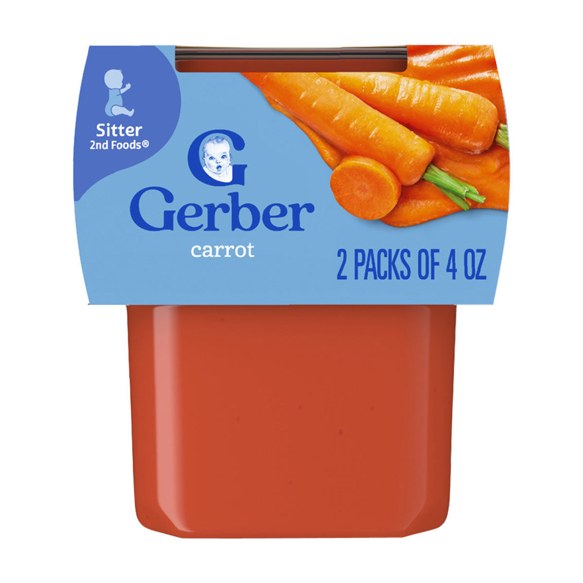 Gerber Stage 2 Baby Food, Carrot Puree Tubs, Baby Puree, 2PK