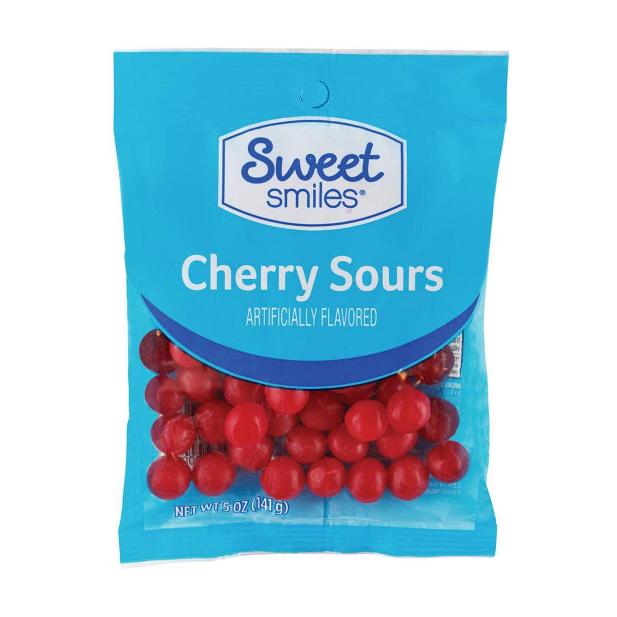 Sweet Smiles Artificially Flavored Cherry Sours Candy Bag, 5 oz