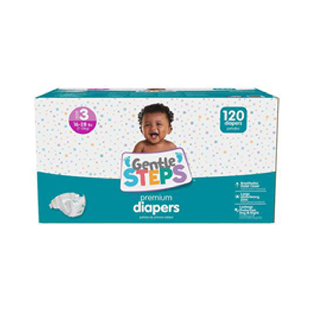 Gentle Steps Super Pack Baby Diaper, Size 3, 120 ct