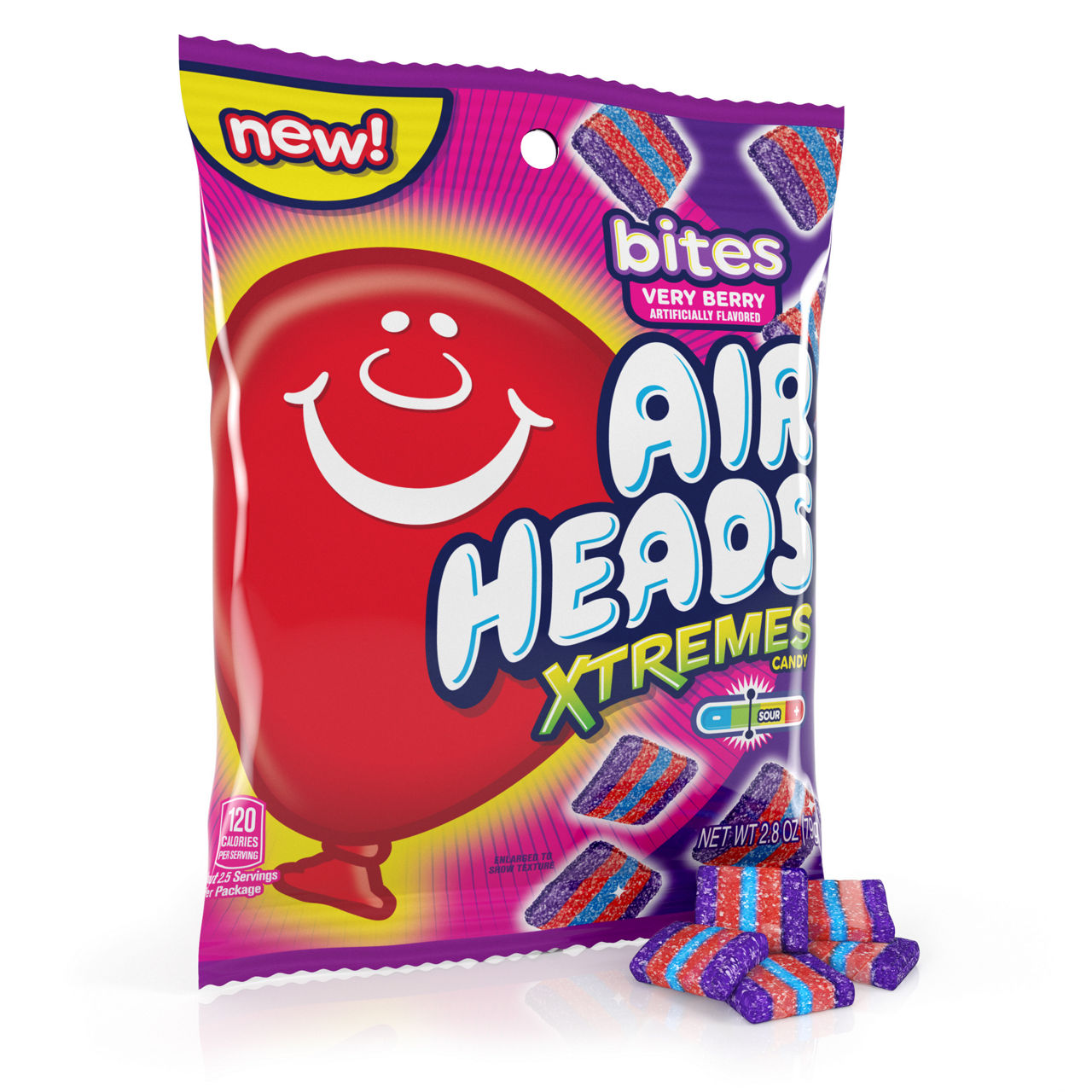 Airheads Xtremes Sweetly Sour Candy Belts, Very Berry flavor, 2.8 Ounce