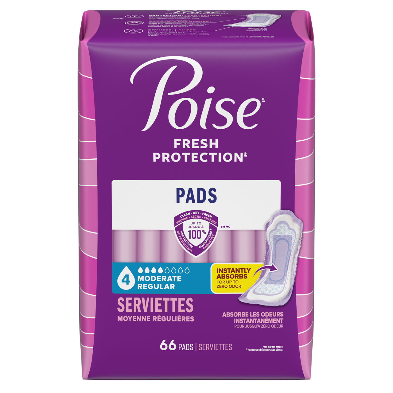 Poise Incontinence Pads for Women, 4 Drop Moderate Absorbency