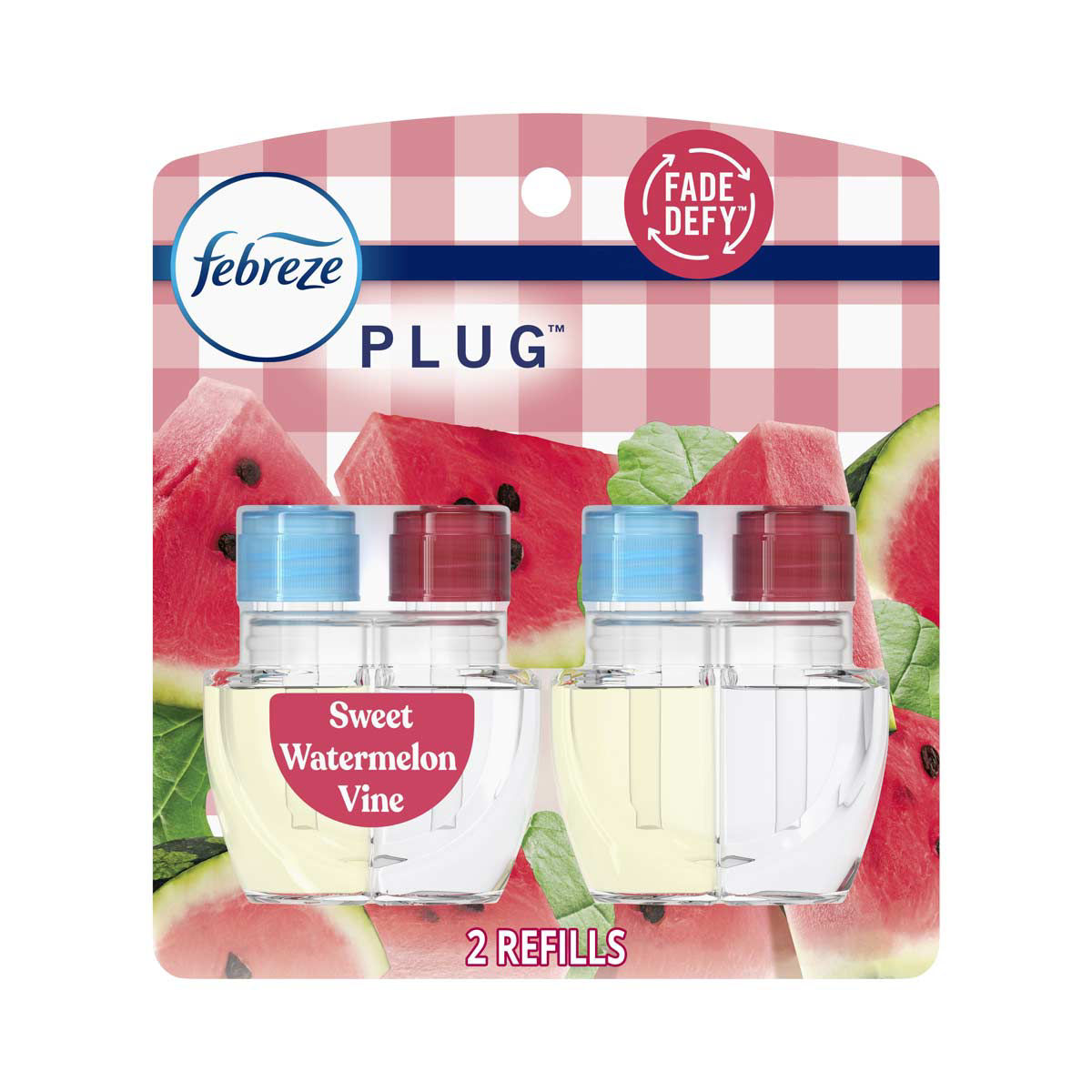 Febreze Plug In Air Freshener, Odor-Fighting Scented Oil Refill, Sweet Watermelon Vine, 2 Refill