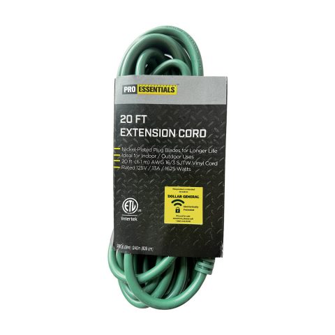 Pro Essentials Extension Cord, 20 ft