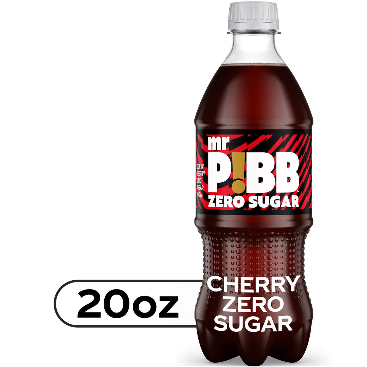 Mr. Pibb Zero Sugar Cherry Soda Soft Drink Bottle, 20 fl oz