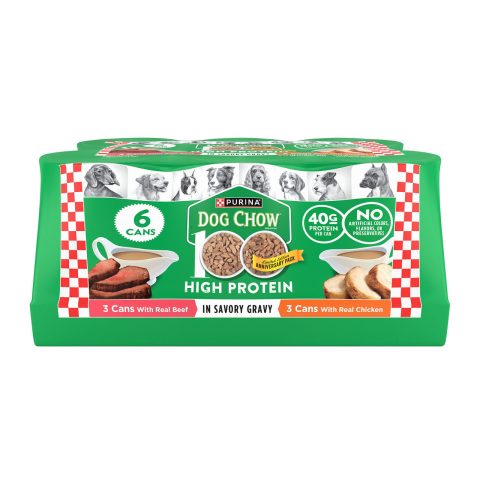 Purina Dog Chow High Protein Wet Dog Food With Real Chicken or With Real Beef In Savory Gravy Variety Pack