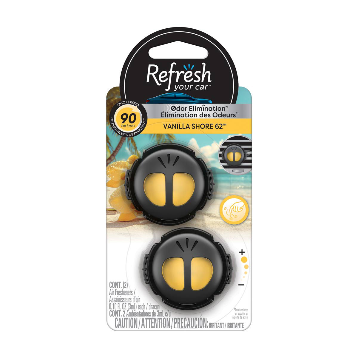 Refresh Your Car Vent Air Freshener, Vanilla Shore 62 Scent, 2 ct