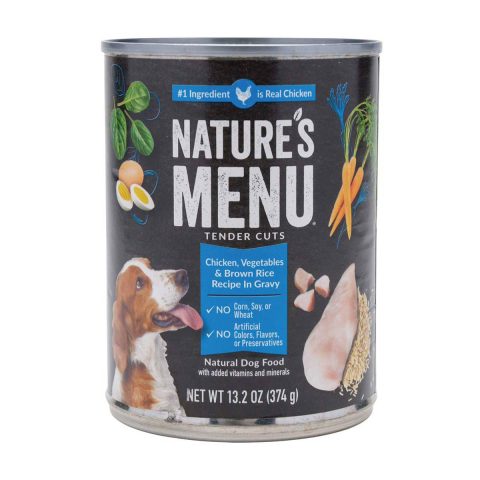 Nature’s Menu Tender Cuts Wet Dog Food, Chicken Vegetables & Brown Rice in Gravy, 13.2 oz
