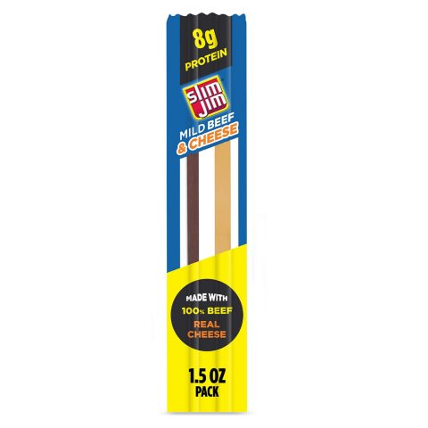 Slim Jim Beef Jerky Sticks & Cheese, Mild Flavor, 8g Protein per Serving, 1.5 oz.