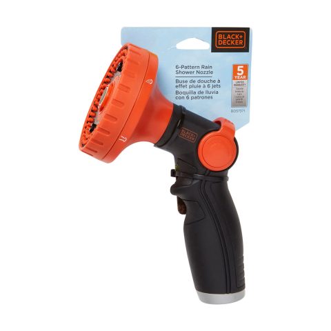 Black+Decker 6-Pattern Rain Shower Nozzle Garden Hose Sprayer