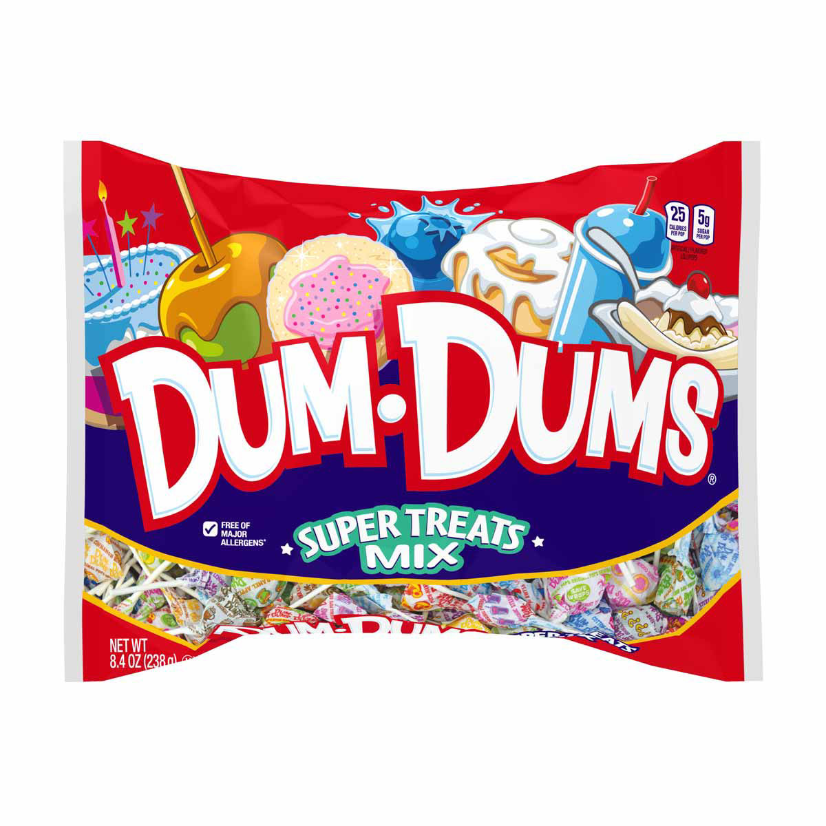 Dum Dums Super Treats Mix Lollipops Candy, 8.4oz Bag