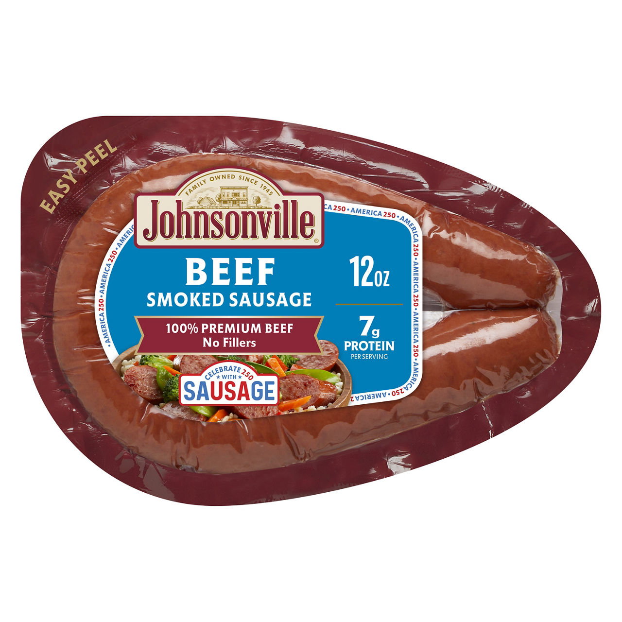 Johnsonville Smoked Beef Rope Sausage 12oz Package