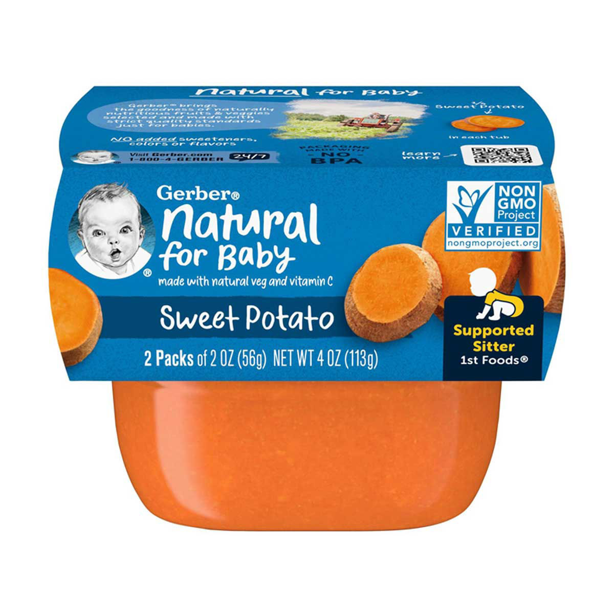Gerber 1st Foods Sweet Potato Baby Food, 2-2 oz Tubs