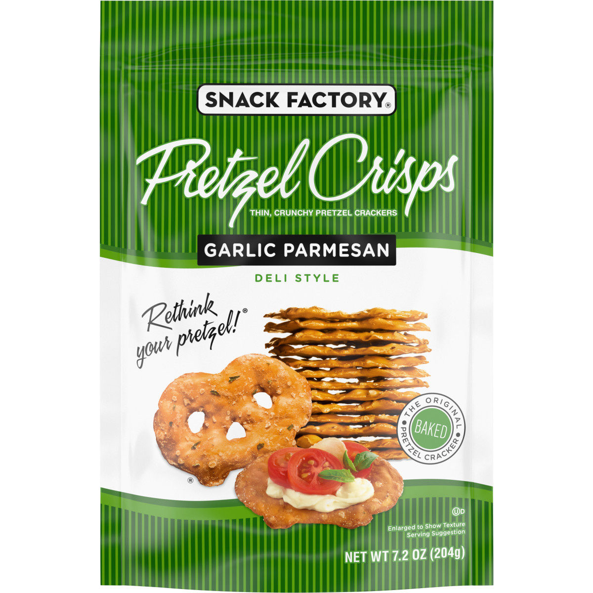Snack Factory Garlic Parmesan Pretzel Crisps, 7.2 OZ Resealable Bag