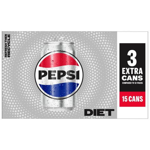 Pepsi Diet Soda Cola 12 Fl Oz 15 Count