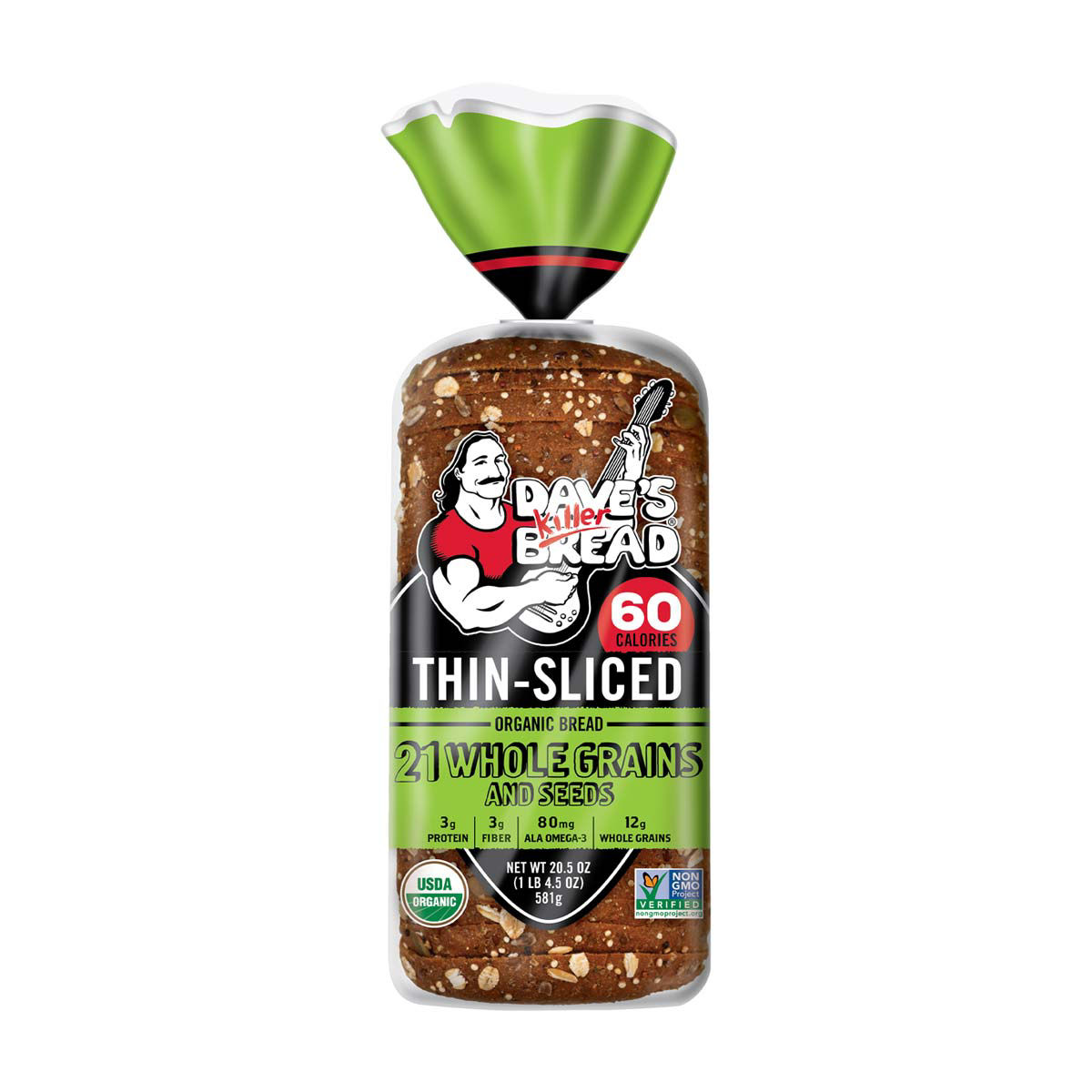 Dave's Killer Bread 21 Whole Grains and Seeds Thin-Sliced Organic Bread, 20.5 oz