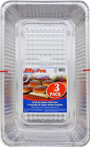 Jiffy-Foil Full Size Steam Table Pans, 3 ct