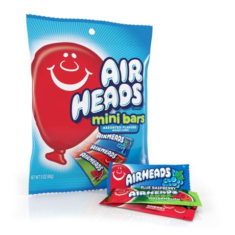Airheads Mini Candy Bars, Taffy Candy Variety Pack, Individually Wrapped Bulk Candy, Three Assorted Fruit Flavors Artificially Flavored, 3 Ounce Bag