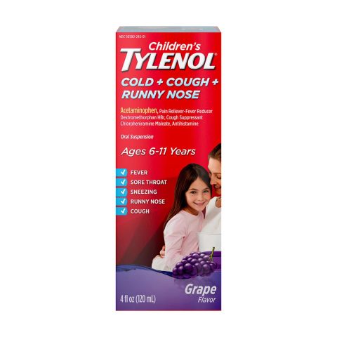 Children’s Tylenol Cold + Cough + Runny Nose Medicine, Grape, 4 fl. oz
