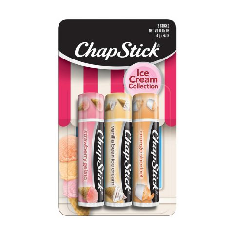 ChapStick Ice Cream Collection Flavored Lip Balm Variety Pack, 0.15 oz Tubes, 3 pk