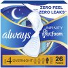 Always Infinity FlexFoam Pads for Women, Size 4, Overnight Pad with Wings, Unscented, 26 Count