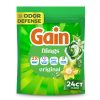 Gain Flings Liquid Washing Detergent pacs, Now with Odor Defense + Color Guard, Original Scent, 24 Count, 4-In-1 liquid laundry detergent pacs (Oxi, up to all day scent, Febreze Odor Defense and color guard), clean & fresh