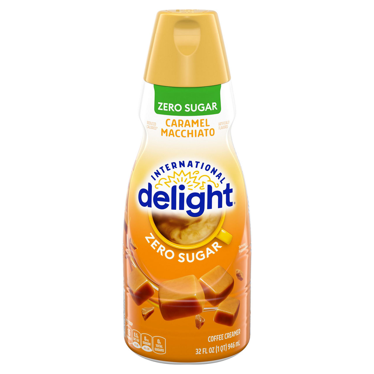 International Delight Coffee Creamer, Zero Sugar Caramel Macchiato, 32 FL OZ Bottle