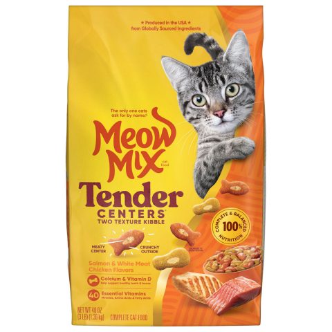 Meow Mix Tender Centers with Salmon & White Meat Chicken Flavors, Dry Cat Food, 3 lb. Bag