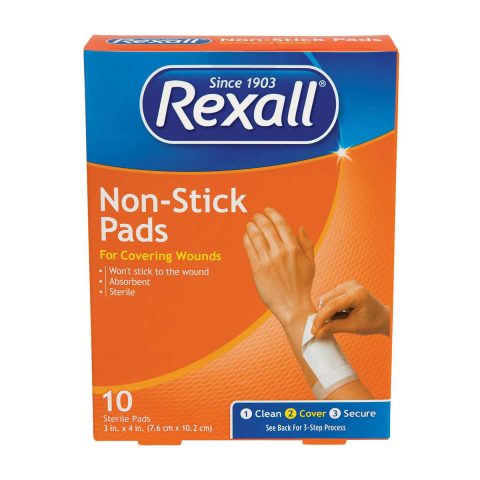 Rexall Non-Stick Sterile Pads for Covering Wounds, 3 in x 4 in, 10 ct