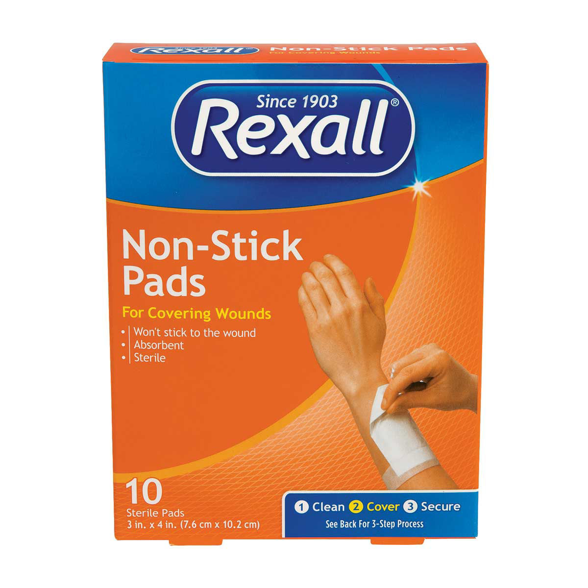 Rexall Non-Stick Sterile Pads for Covering Wounds, 3 in x 4 in, 10 ct