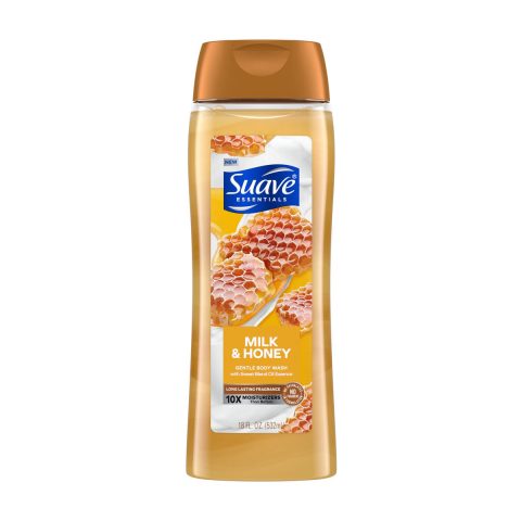 Suave Essentials Gentle Body Wash, Milk & Honey, 18 oz