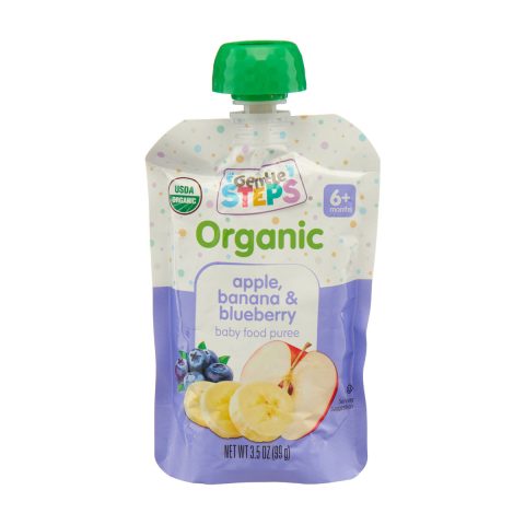 Gentle Steps Organic Apple, Banana & Blueberry Baby Food Puree Pouch, 3.5 oz