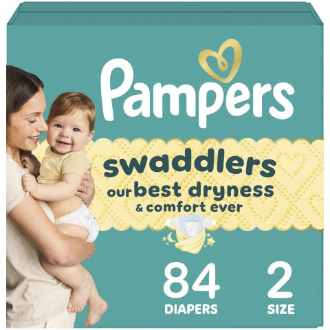 Pampers Swaddlers Diapers, Size 2 (10-22 lbs), 84 Count, Absorbent, Keeps Baby Dry and Comfortable, Skin Safe Disposable Baby Diaper