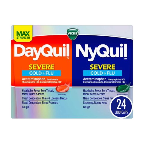 Vicks DayQuil & NyQuil SEVERE Cold & Flu LiquiCap Medicine, 24ct