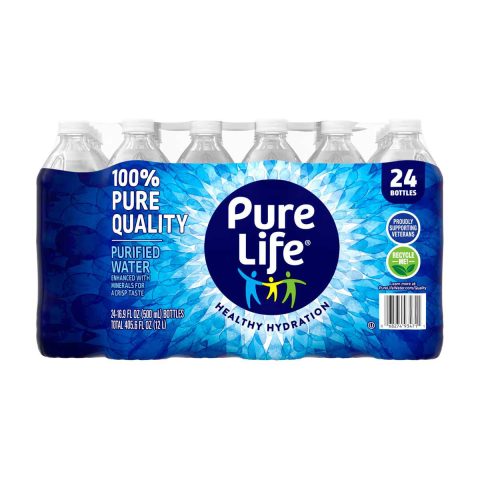 Pure Life Purified Water, 16.9 fl oz Bottles, 24 pk