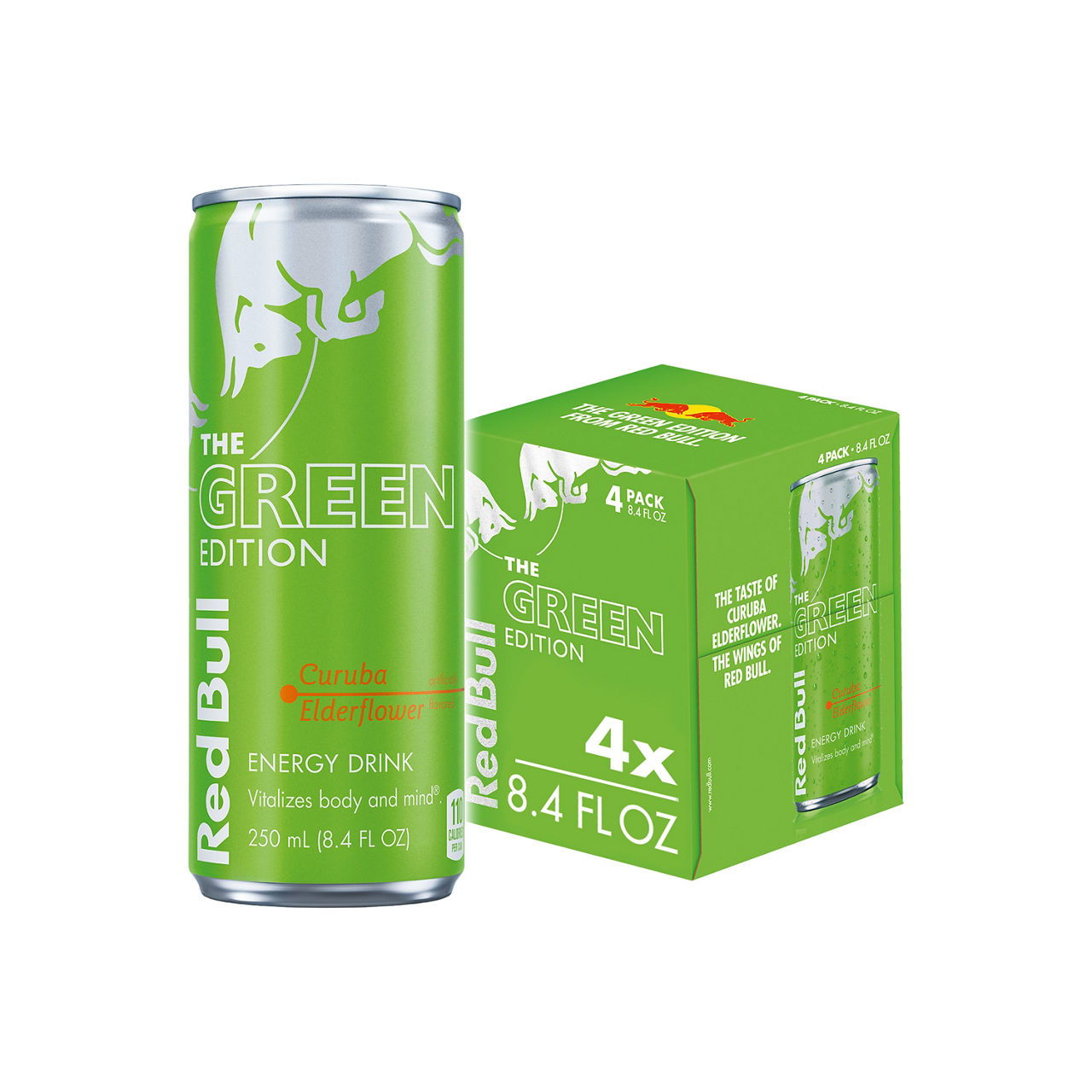 Red Bull Green Edition Energy Drink, Curuba Elderflower, 8.4 fl. oz., Pack of 4 Cans,  80mg Caffeine
