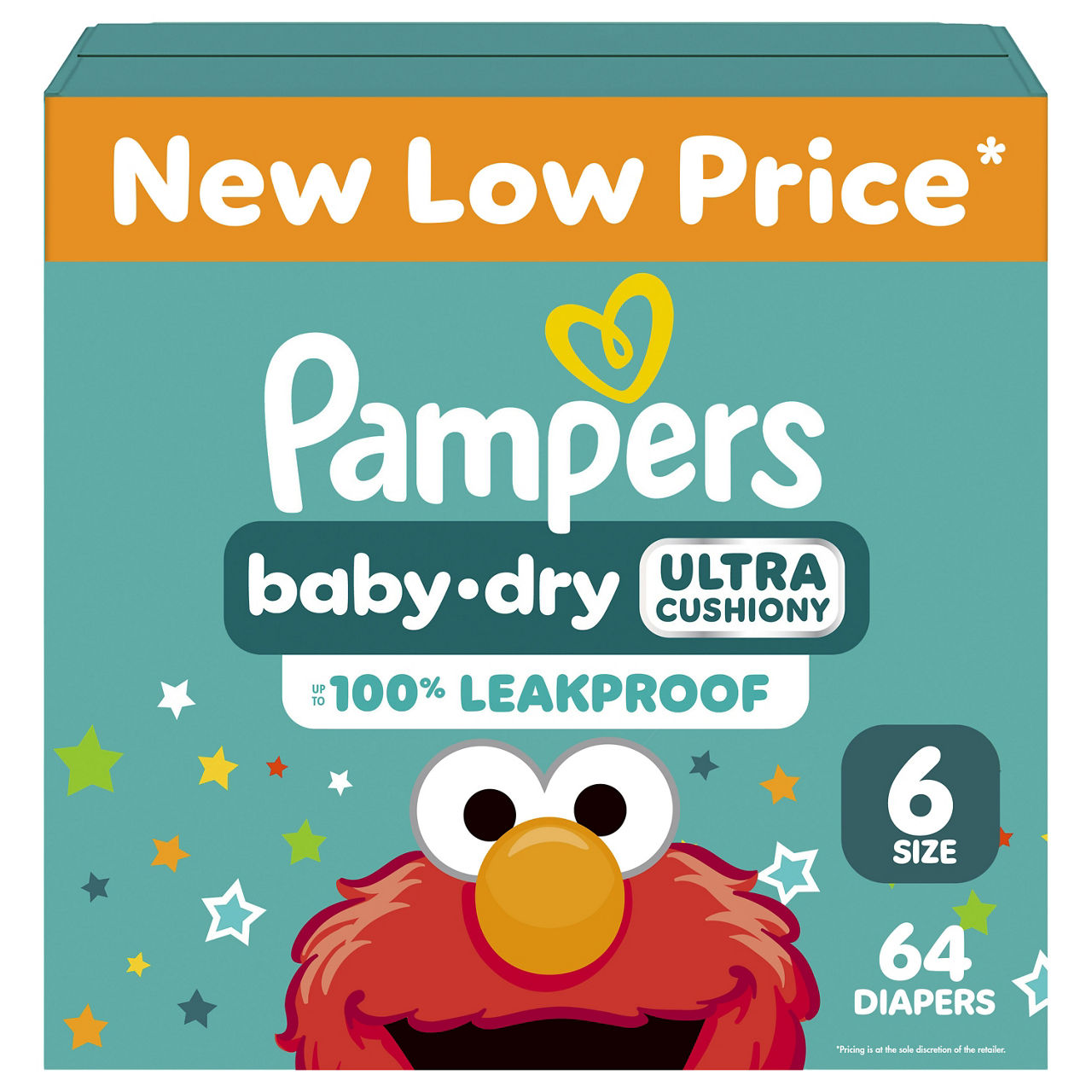 Pampers Baby Dry Ultra Cushiony Diapers, Size 6 (23-44 lbs), 64 Count, Up to 100% leakproof disposable diaper