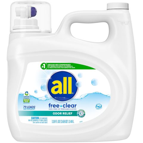 all® Liquid Laundry Detergent, Free Clear with Odor Relief, 118 Ounces, 79 Loads